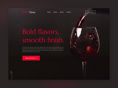 WineTime hero section bear cheers design drink hero section landing page red rum time uidesign web website whisky wine