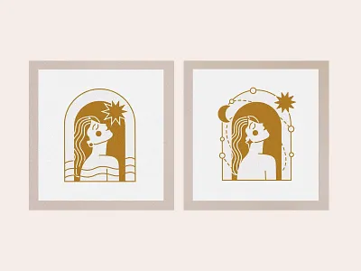 Skin Shell Jewellery: Space & Time Girl astrology digital art galaxy illustration jewellery line art minimalism outerspace planets simplicity space vector art