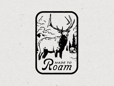 Made to Roam adventure badge design elk hand drawn illustration illustrator lettering nature outdoors retro stamp vintage
