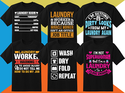 Laundry T-Shirt Designs Bundle branding design graphic design illustration logo teacher typography ui ux vector