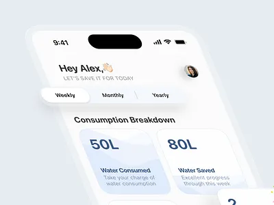 Water Consumption App | Minimalist Interface | Simplifies UX 3d app app design clean clean ui design design energy energy consumption energy saver app interface ios minimal typography ui design uiux ux water water consumption web website