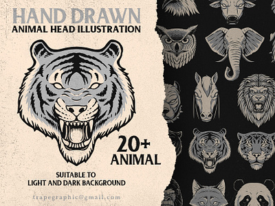 ANIMAL HEAD ILLUSTRATION PACK animal apparel branding clothing design graphic design graphicdesign illustration logo tshirt design typography