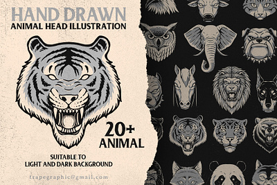 ANIMAL HEAD ILLUSTRATION PACK animal apparel branding clothing design graphic design graphicdesign illustration logo tshirt design typography