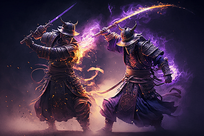 Samurai. 3d arcane art design digital art fight graphic design illustration japanese mystical render samurai swords