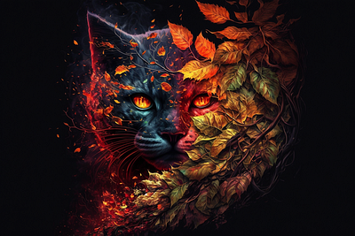 Embers. 3d art cat colour design digital art fire flames graphic design illustration mystical render