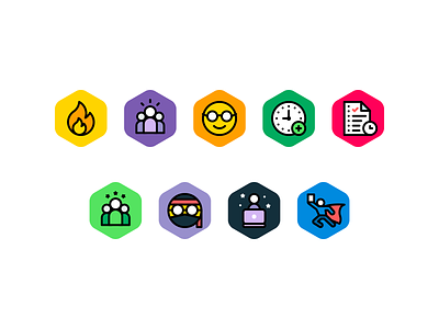Badges badge badges clock design fire hero heroe icon icons illustration minimal minimalism minimalist nerd ninja vector