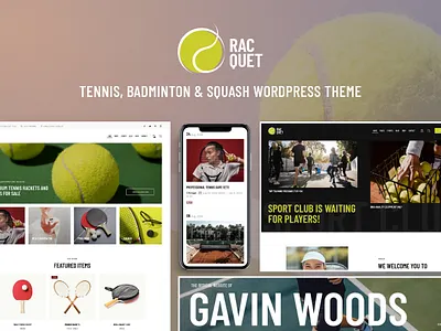 Racquet - Tennis, Badminton & Squash WordPress Theme design illustration logo web design web development webdesign woocommerce wordpress wordpress theme wordpress themes