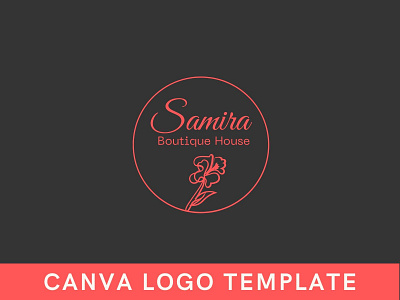 Premade Feminine Floral Canva Logo Template brand identity branding bwauty logo canva design flower logo hand drawn logo logo logo design template