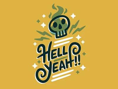 Hell Yeah!! lettering lightning skull spark typography vector