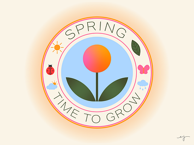 Spring 🌱 adobe illustrator badge design digital graphic design icon design icons illustration spring vector vector illustration