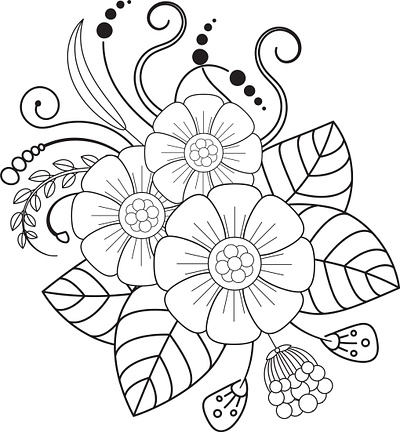 Doodle Design and black coloring page colouring page creative design doodle doodle design dribbble floral flower flowers front design graphic design illustration mandala page pata white