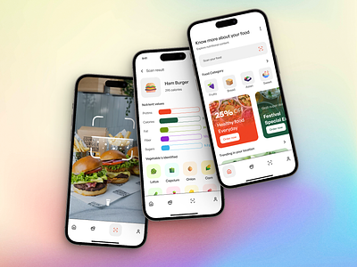 Mobile App UI Design: Real-Time Food Scanner and Nutrient app design food scan graphic design scanner ui userinterface ux design