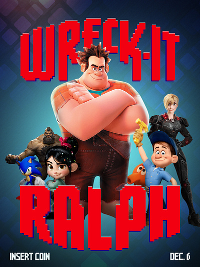 Wreck-It Ralph Fan Poster animation branding cartoon character design fan fanmade graphic design hunterlancelot illustration logo poster ralph venellope wreck wreck it ralph