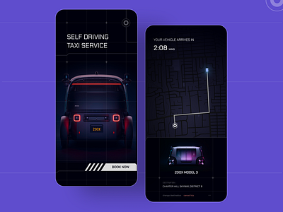 Day 24: Self-driving taxi app app design autonomous vehicle build futuristic design ui design