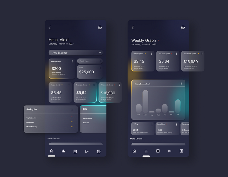Money Tracker App UI Design by Honey Hexa on Dribbble