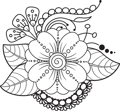 Doodle Design and black coloring colouring colouring page creative design doodle dribbble flowers front design graphic design illustration mandala mehndi page pata pattern white