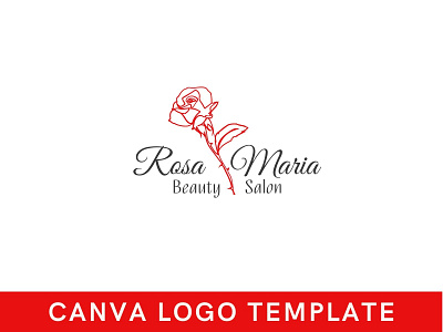 Premade Red Rose Floral Canva Logo Template beauty logo brand identity branding canva design floral logo hand drawn logo logo logo design ros logo template