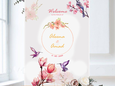 Nikkah Easel for A&A ceremony design entrance flyer graphic design minimal nikkah poster print standee typography wedding welcome