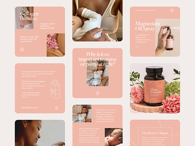 Biomeology Social Media Templates baby branding gold foil health lifestyle luxury mother motherhood packaging premium prenatal shopify social media sophisticated supplements sustainable templates vitamins website wellness