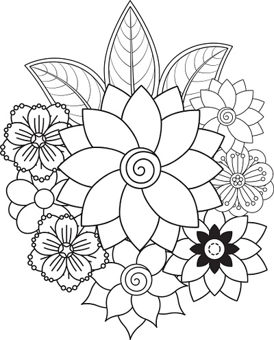 Doodle Design black and wite coloring colouring page creative design doodle dribbble floral flower flowers front design graphic design illustration mandala mehndi page pata