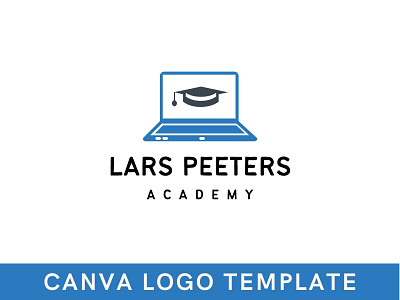 Premade Blue Live Class Online Learning Canva Logo Template analysis logo brand identity branding canva collage logo design education graduation logo logo logo design template