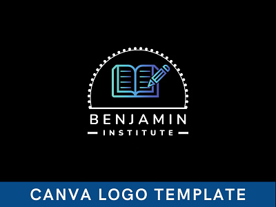 Premade Learning Book Canva Logo Template book logo brand identity branding canva design education logo institute logo logo logo design template