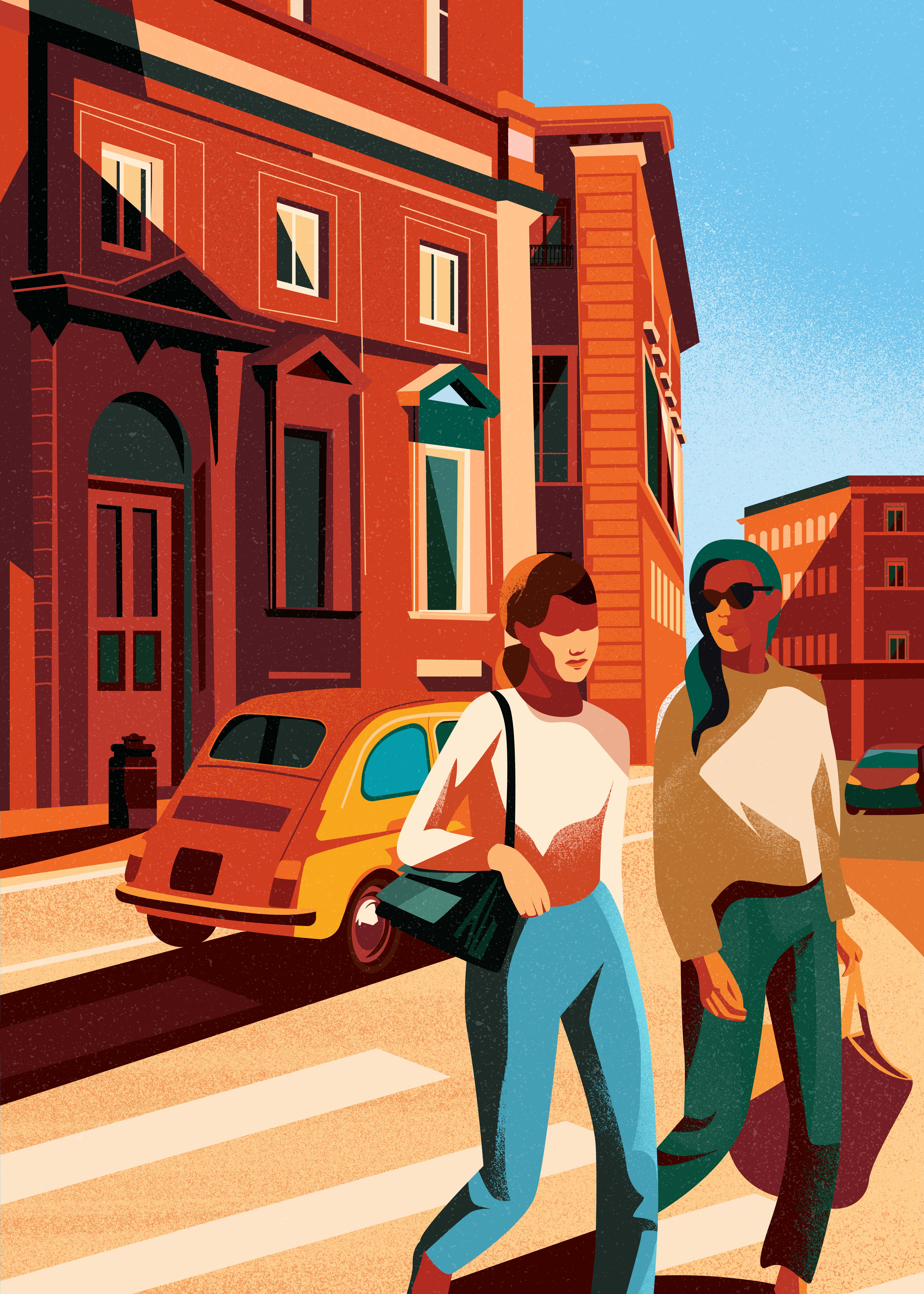 Les rues de Rome city colorful design illustration roma rome urbain vector