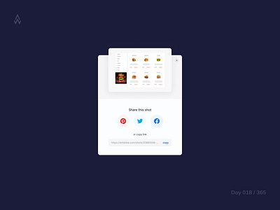 Day 018 — Share Modal block challenge clean components copy daily ui design interface minimal modal overlay pop up share simple social ui ukraine ux web website