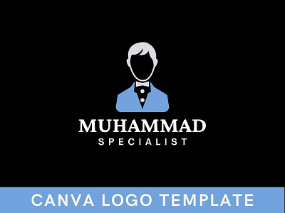 Premade Blue Black Home Tutor Logo Canva Logo Template avatar logo brand identity branding businessman logo canva design doodle logo logo design man logo template