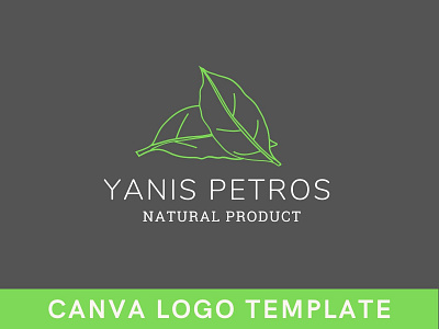 Premade Green Leaves Line Canva Logo Template brand identity branding canva design hand drawn logo leaf logo logo logo design nature nature logo template