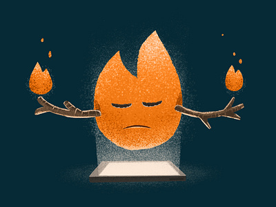 Finding My Happy Place camping canadian artist character design fire flame meditation relaxing retro vintage