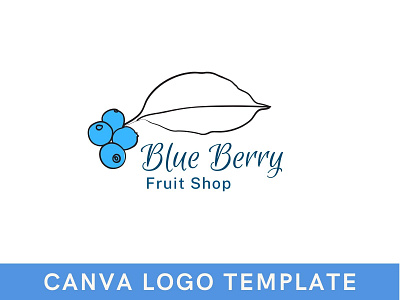 Premade Blue Berry Fruit Canva Logo Template brand identity branding business logo canva design fruit logo hand drawn logo logo logo design shop logo template