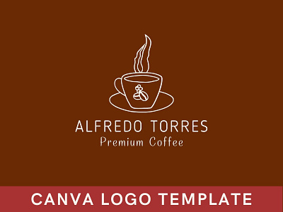 Premade Line Art Premium Coffee Canva Logo Template brand identity branding canva coffee bar coffee logo design logo logo design restaurant logo tea logo template
