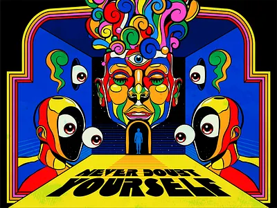 Never doubt yourself design illustration lettering retro typography vector vintage