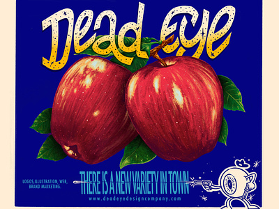 Dead eye apple box lable. lettering mascot mascot design pnw pnw desginer pnw illustrator procreate seattle washington state