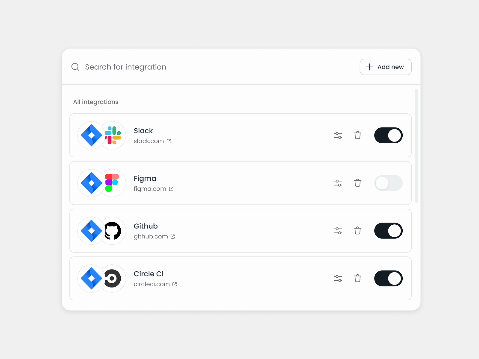 SaaS Integration UI by Nadeem Ahmed on Dribbble