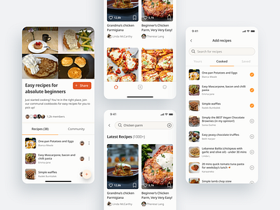 Communal cookbook app product design ui ux