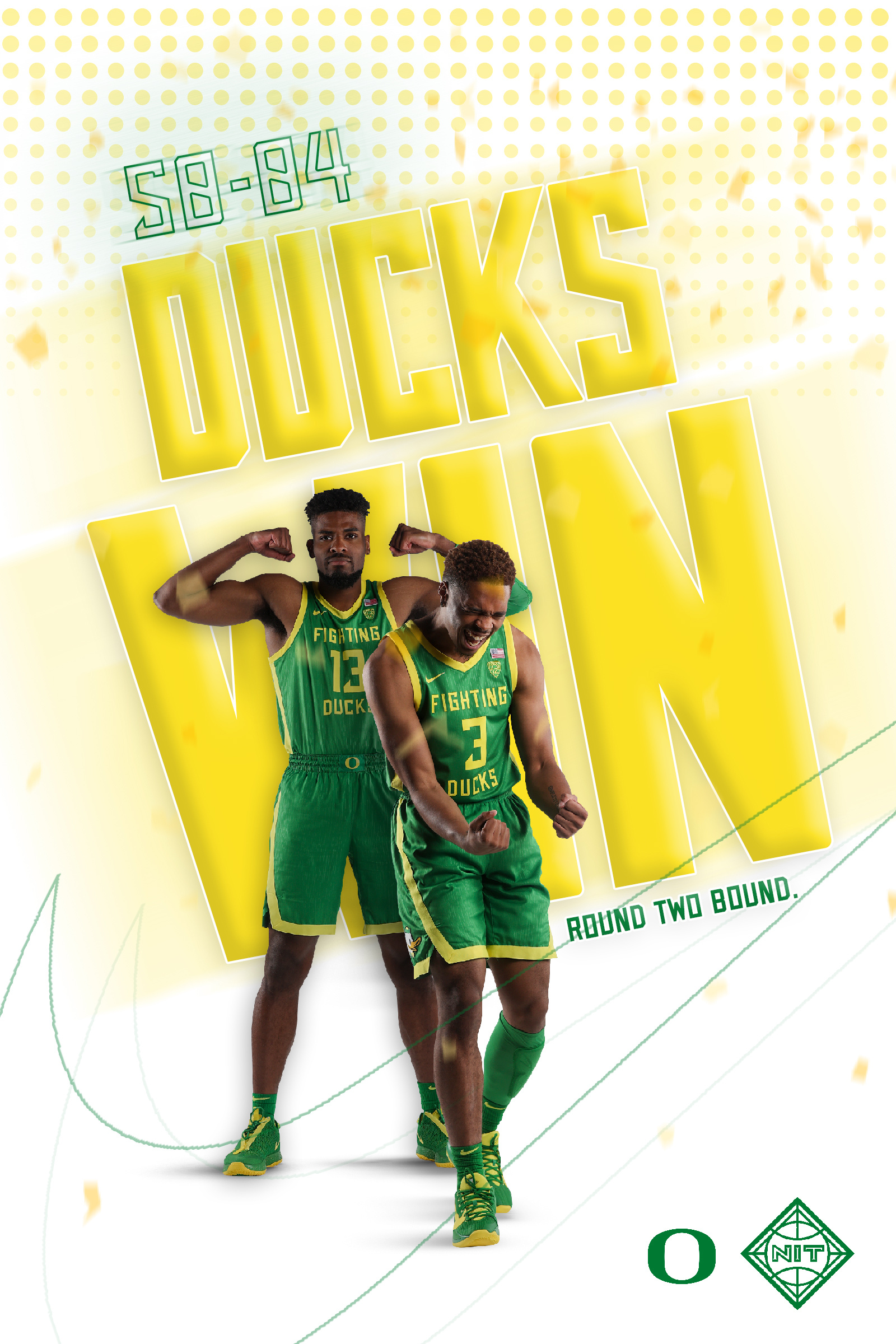 Example of Oregon Men's Basketball NIT Round 1 Win Post