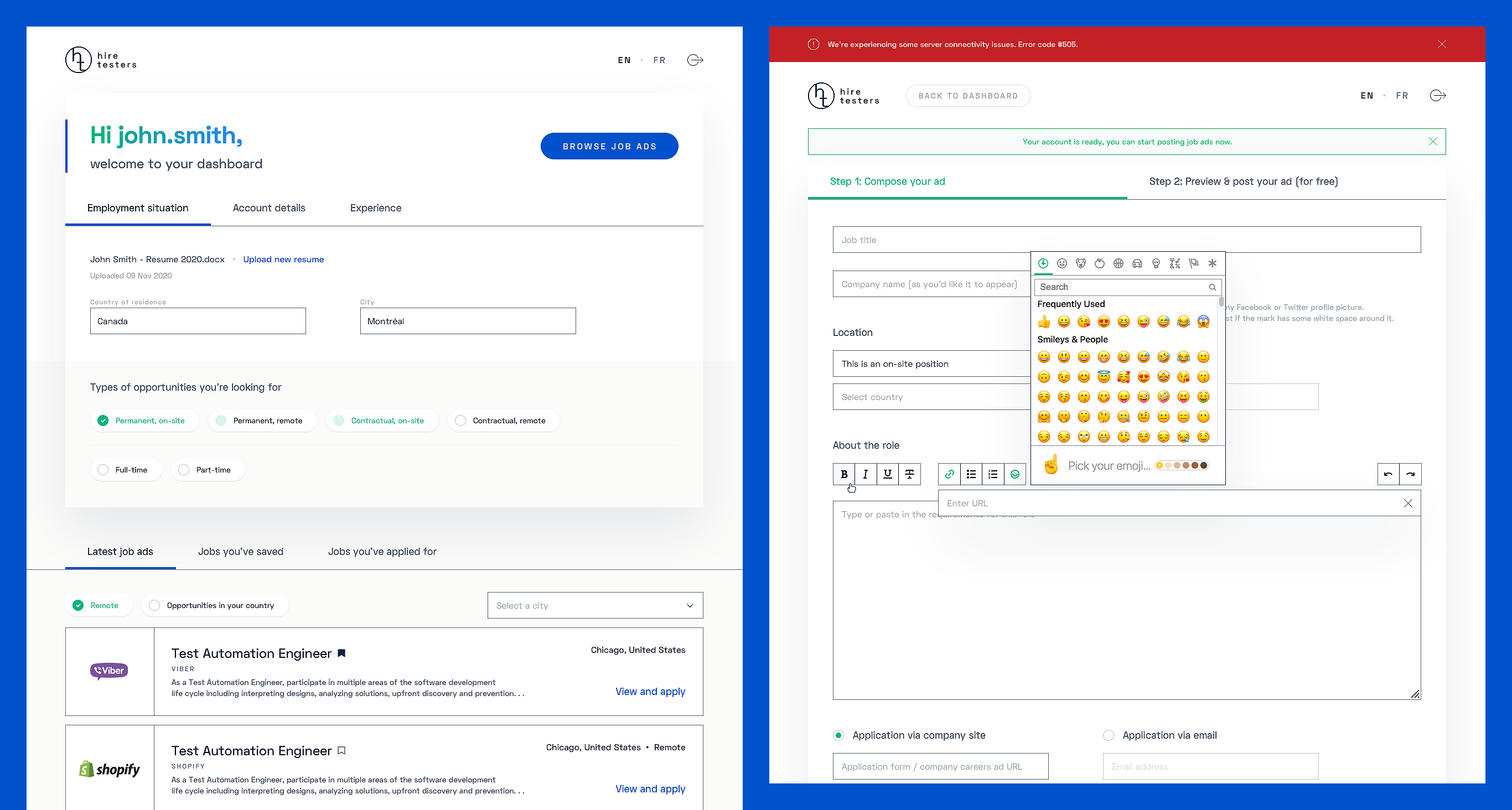 hiretesters application design branding design development hr job board logo people ops product design qa quality assurance recruiting agency software engineering software testing ui ux wayf web app web design website