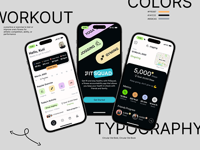 FitSquad design exercise fitness app ui workout