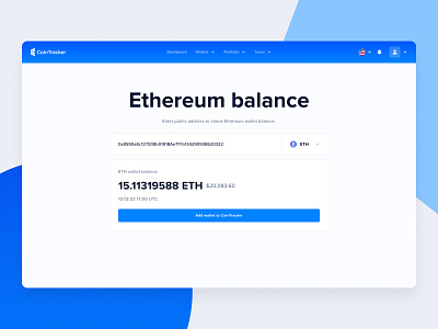 CoinTracker Wallet Balance Page bitcoin cointracker crypto dashboard ethereum product design search engine