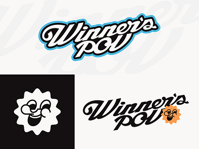 Winner's POV logo branding design golden era logo racing rubberhose sebm smile sticker typography vector