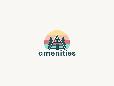 Amenities Logo a frame brand identity branding cabin clean design gradient health healthcare logo startup sunset tech wilderness