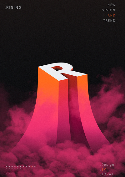 RISING adobe photoshop clouds dark graphic design letters magenta noise orange pink poster r rising style texture trend