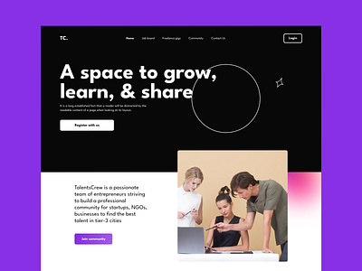 Landing page for job seekers community branding color dailyui design typography ui