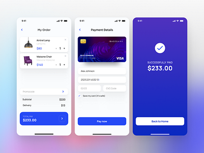 Credit Card Checkout app basket brand branding card checkout daily ui design minimal payment ui ux