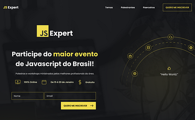 JSExpert - Landing Page black design event figma landing page study ui ui design ux design yellow