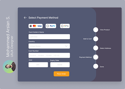 Payment Method | Checkout | Debit/Credit Card Checkout cart checkout dailyui payment method place order ui ux uxui wirefraems wireframes