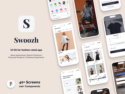 Swoozh - UI Kit for fashion retail app android app branding cart checkout design e com e commerce fashion ios payments retial shopping store ui