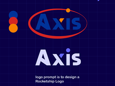 Axis, Rocketship Logo axis blue challenge daily design logo orange red rocket ship sky space vector